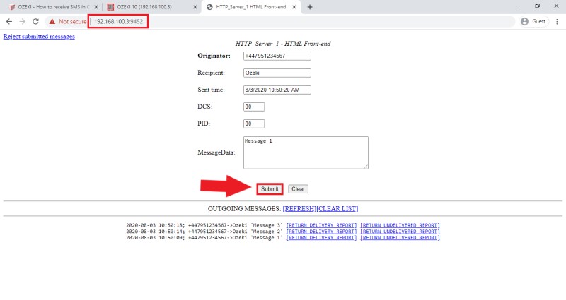 simulate some incoming sms