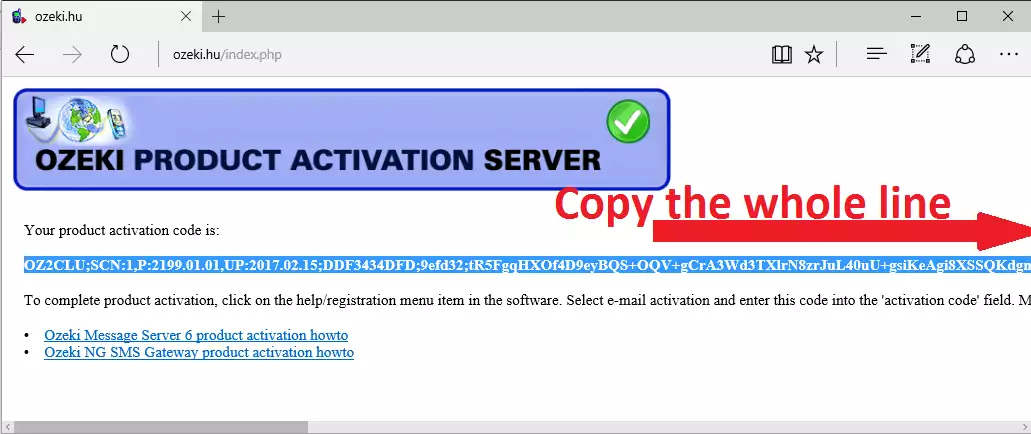 copying product activation code to clipboard