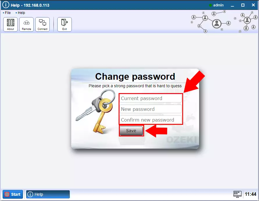 define the new admin password