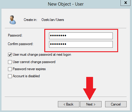 enter a user password