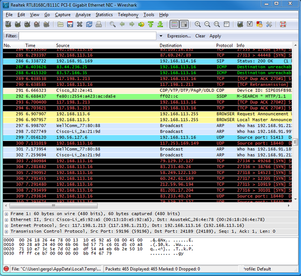 using wireshark to capture network traffic