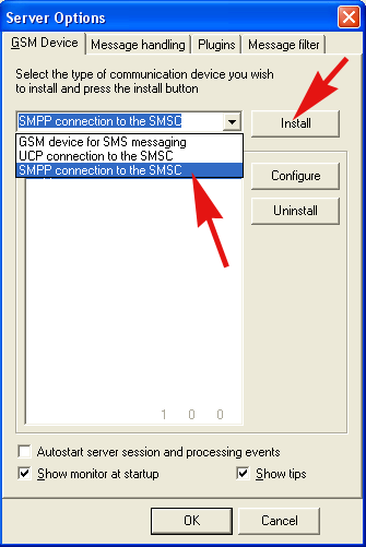 install the smpp configuration