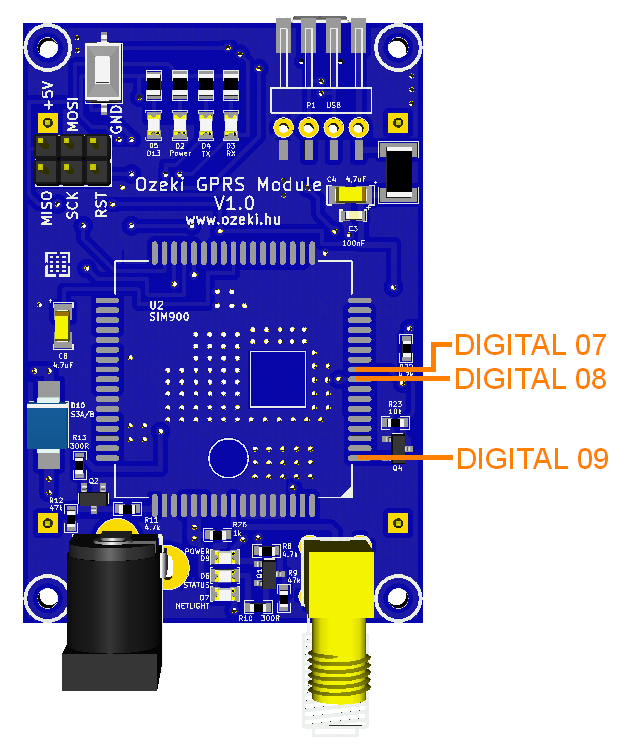 the pinout of the ozeki gprs module