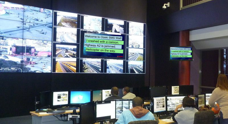 use sms wall in highway control center