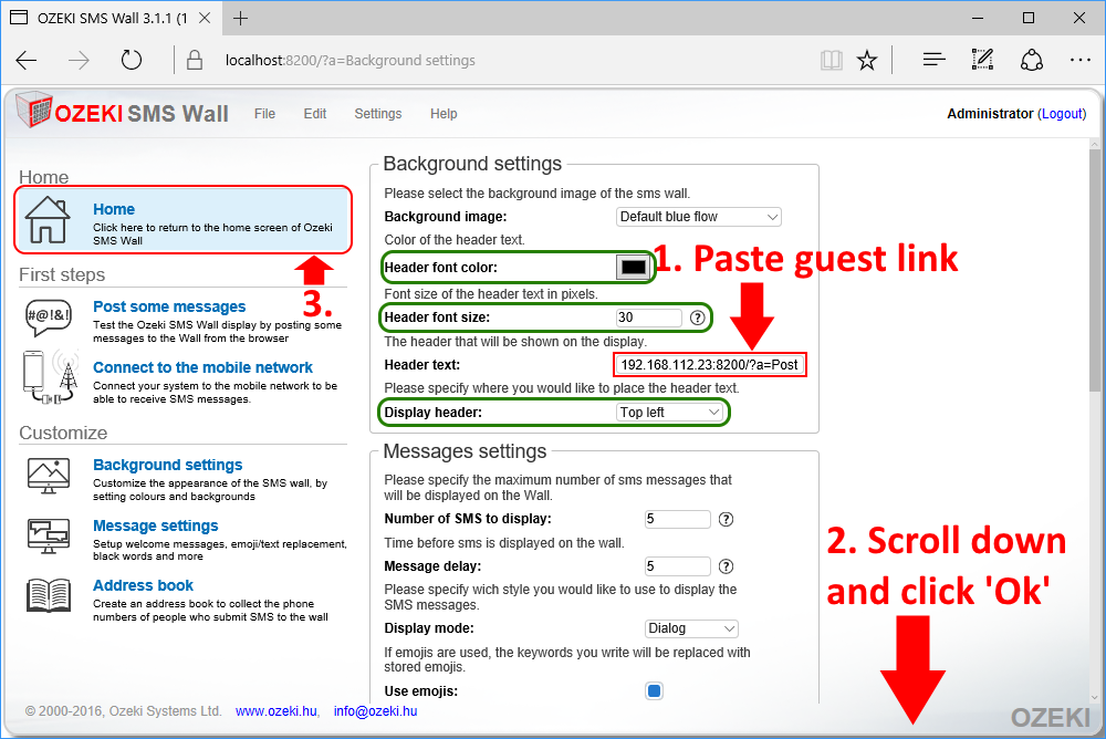 pasting guest message link from clipboard
