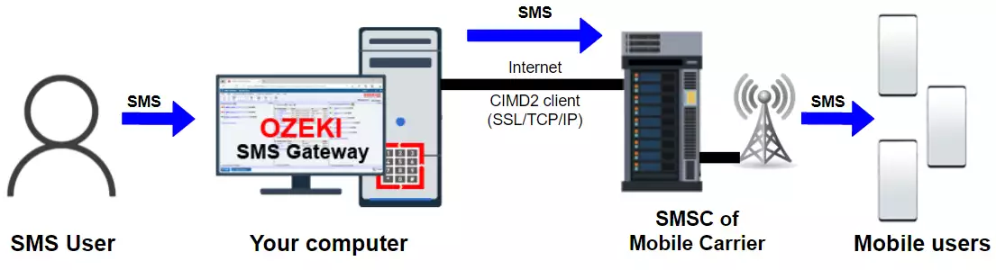 how to send sms via an cimd2 sms client