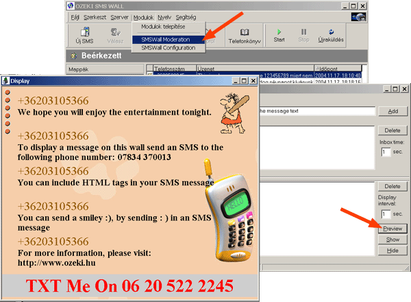Screenshot of SMS Wall 5.2