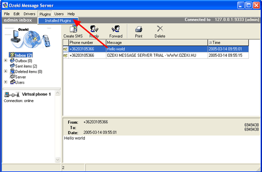 how to install plugins in ozeki message server