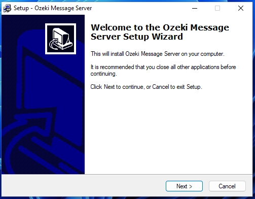 Starting the installation of Ozeki Message Server