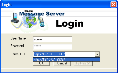 Login to the Ozeki Message Server