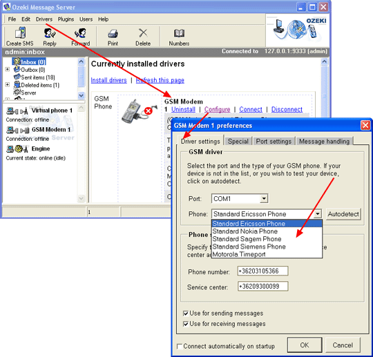 Screenshot of Ozeki SMS Server Software