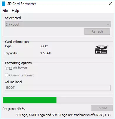 formating a microsd card