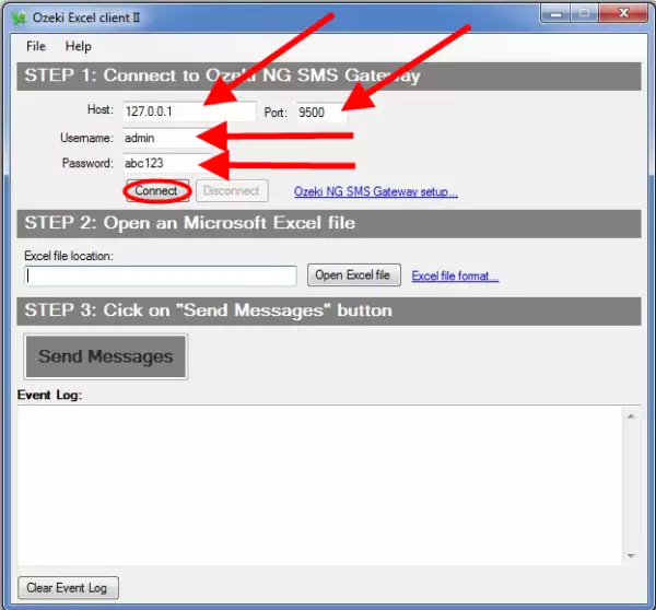 providing sms connection details