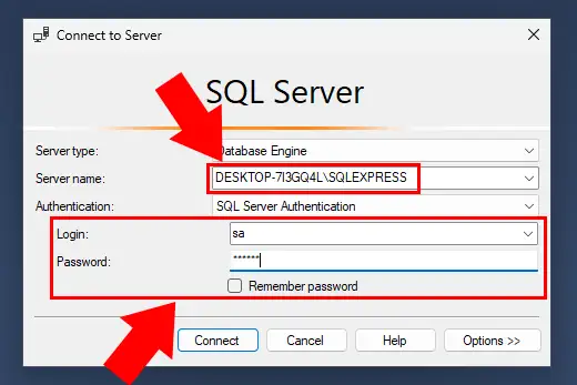 Connection to SQL server