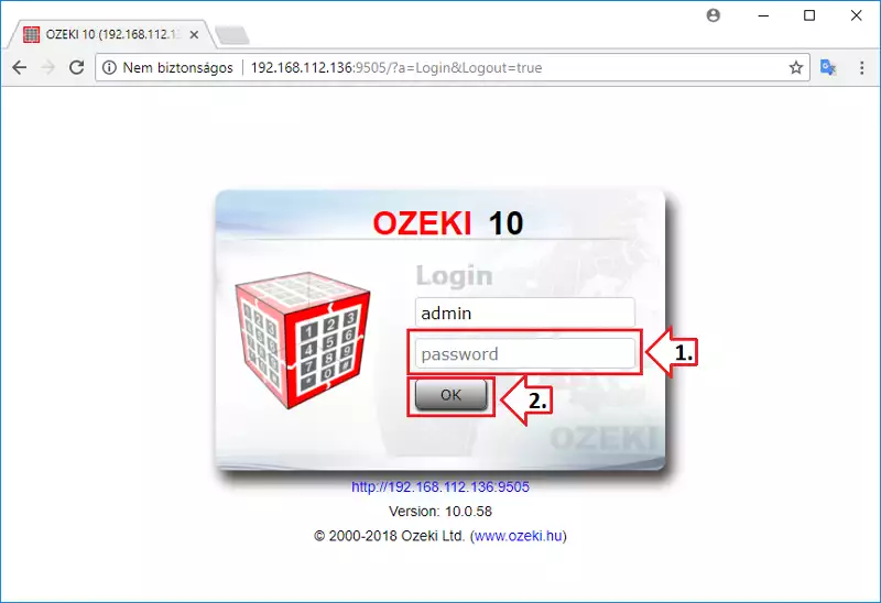 ozeki 10 login page