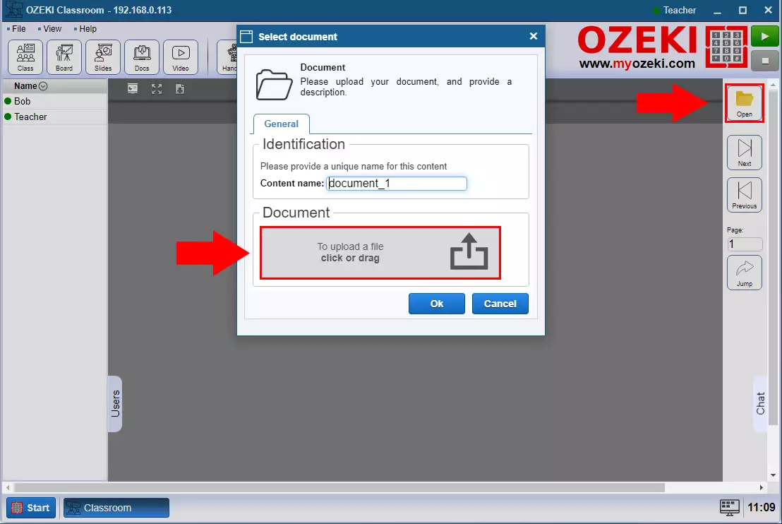 how to open an odp file in ozeki virtual classroom