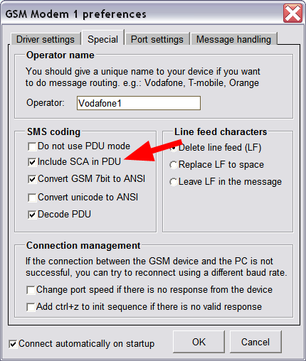 make modifications on the modem configuration form