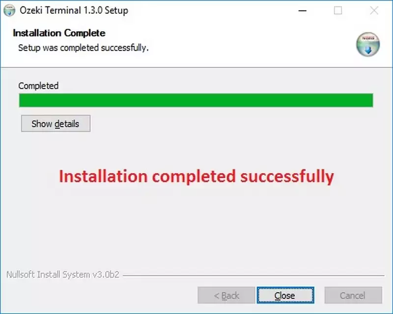 installation completed automatically