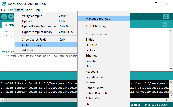 adding adafruit mpr one two one h library through the arduino ide