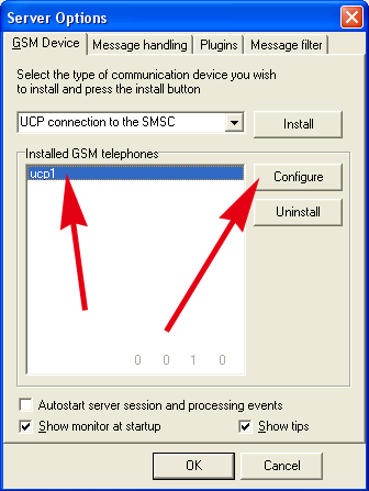 how to configure ucp connection in ozeki sms server