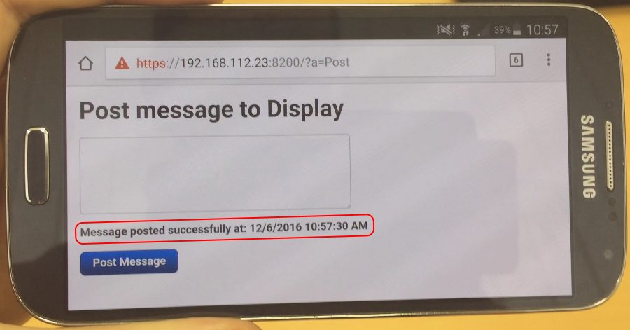 a notification showing that the message have been posted