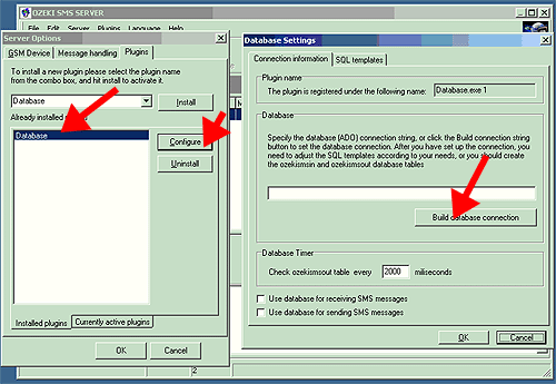 how to configure ozeki sms plugins