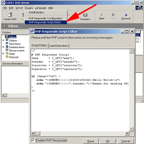 ozeki sms server php responder plugin