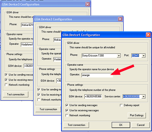 how to configure devices in ozeki sms server