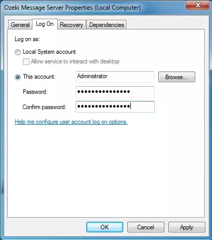 configuring the user account