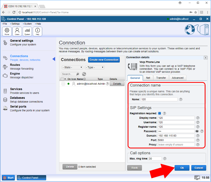 PBX VoIP SIP Account connection