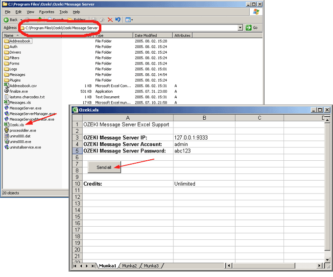 excel sms sending procedure